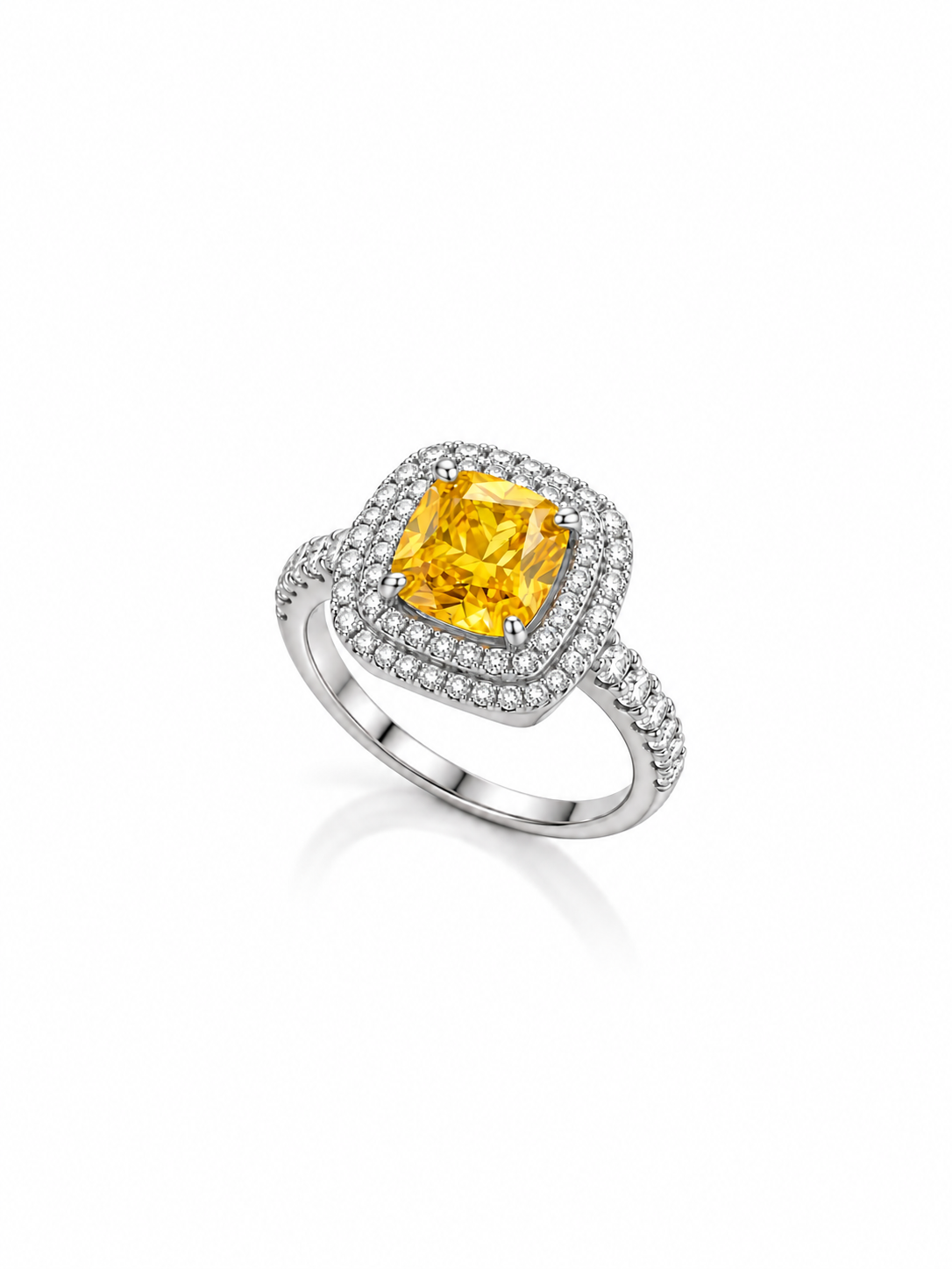 Yellow Sapphire Square Cut Ring