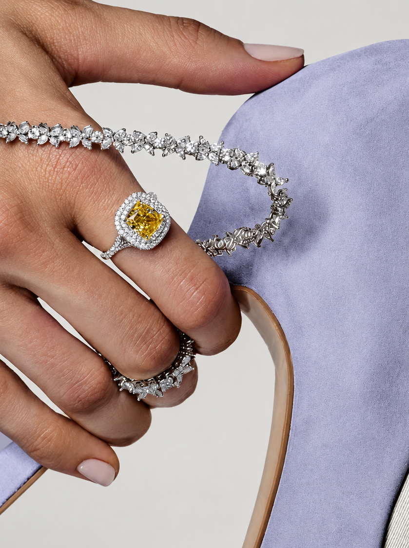 Yellow Sapphire Square Cut Ring